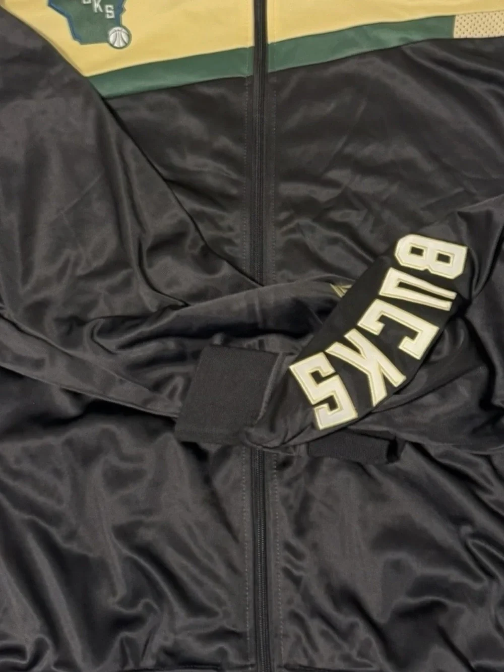 Majestic Milwaukee Bucks Colorblock Zip-Up Jacket - Black, Gold, Green